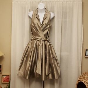 Anne Klein Metallic Silk Cocktail Dress